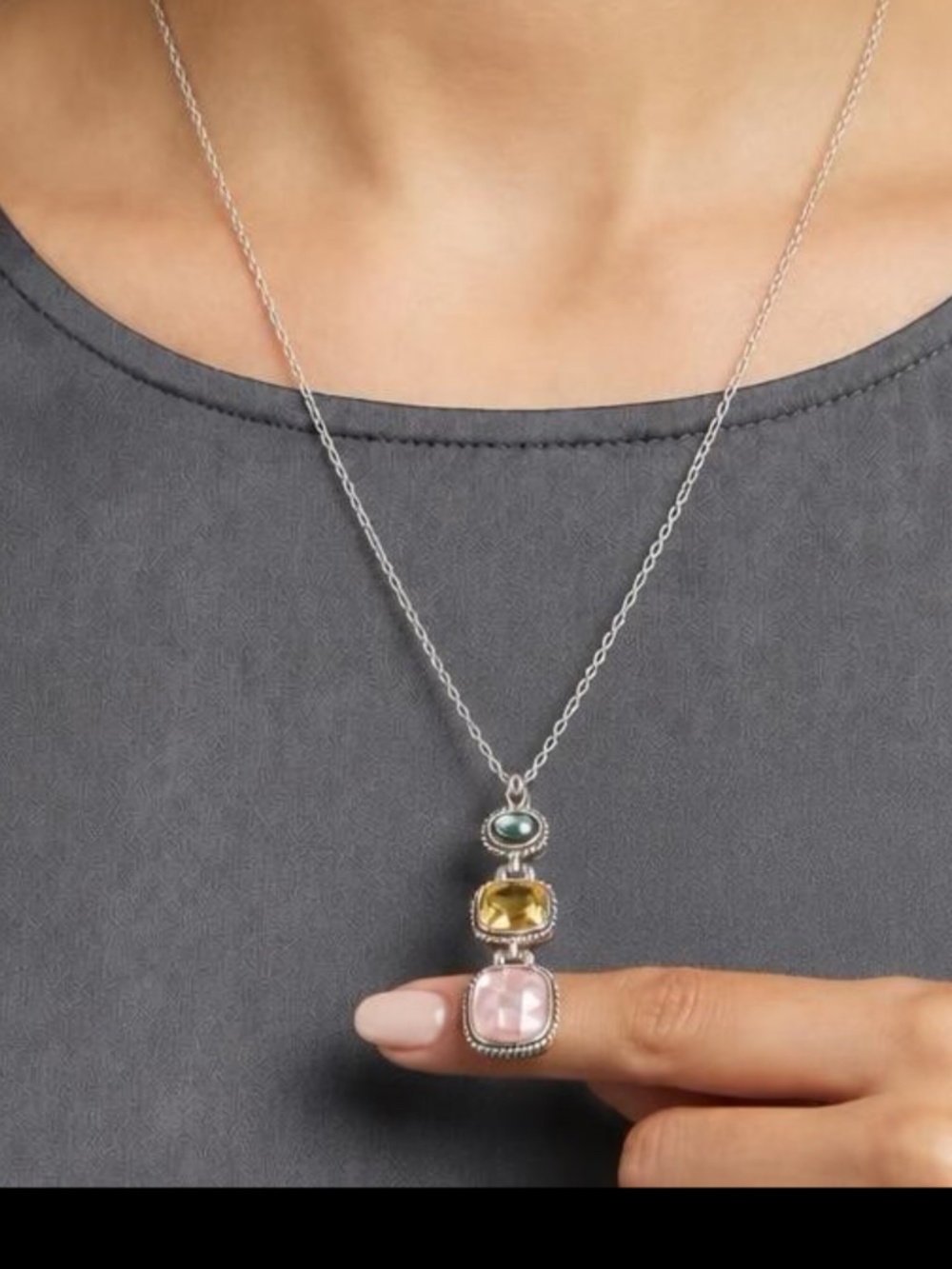 Lia Sophia Necklace Silver Tone Chain